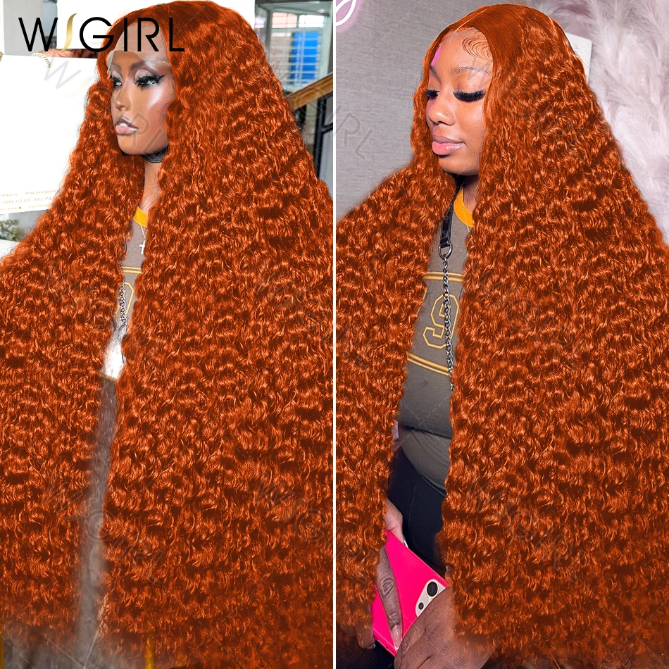 Wigirl Ginger Hd Lace Wig 13x6 Human Hair Deep Wave Wigs Brazilian Ginger Orange Loose Water Curly Lace Frontal Wig For Women