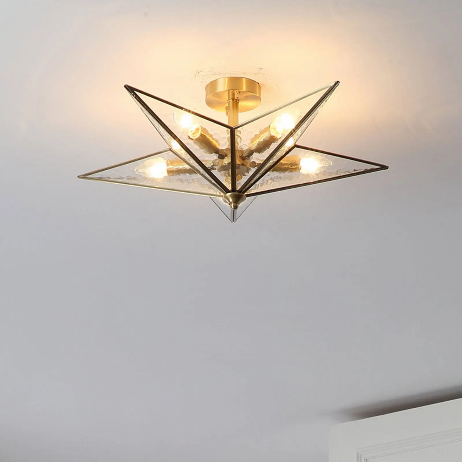 Stylish Gold Electroplated Star Design Ceiling Lights with Custom Dimming Function, Robust Durability, and Easy Installation