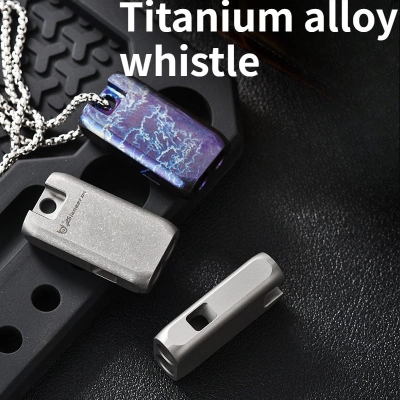 

New Titanium Alloy Survival Tool Gaofenbei Titanium Alloy Double Tube Whistle Outdoor Portable EDC Pendant