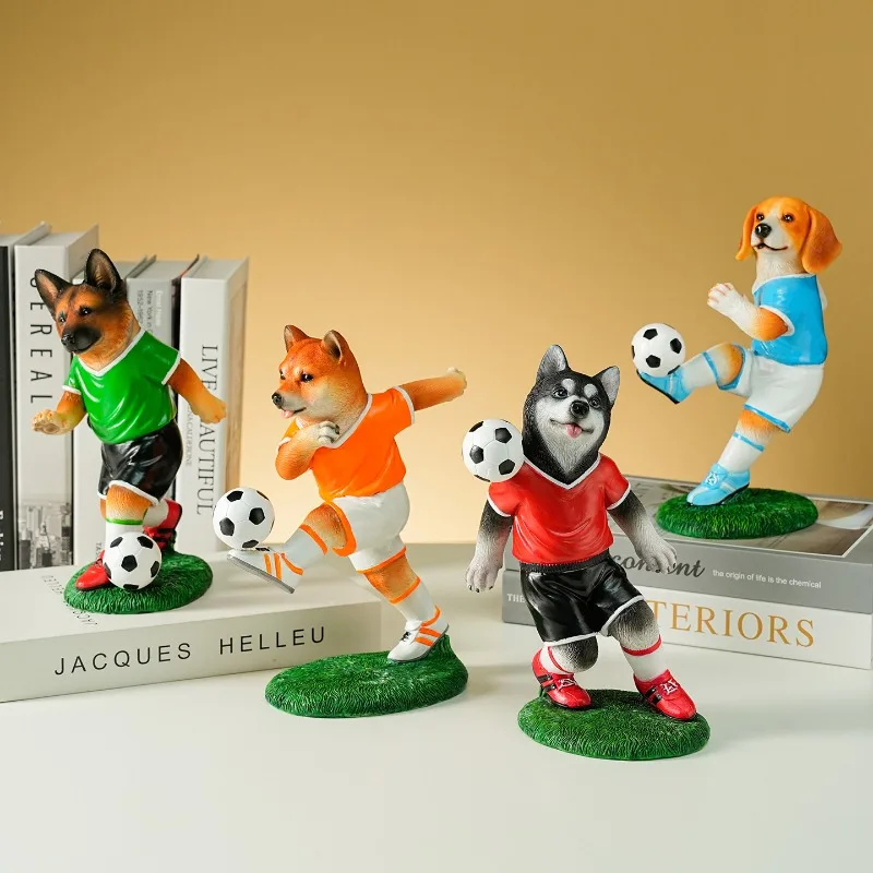 

Creative Football Animal Dog Model Sculpture Ornaments Living Room Study Office Miniature Animal Display Crafts Christmas Gifts