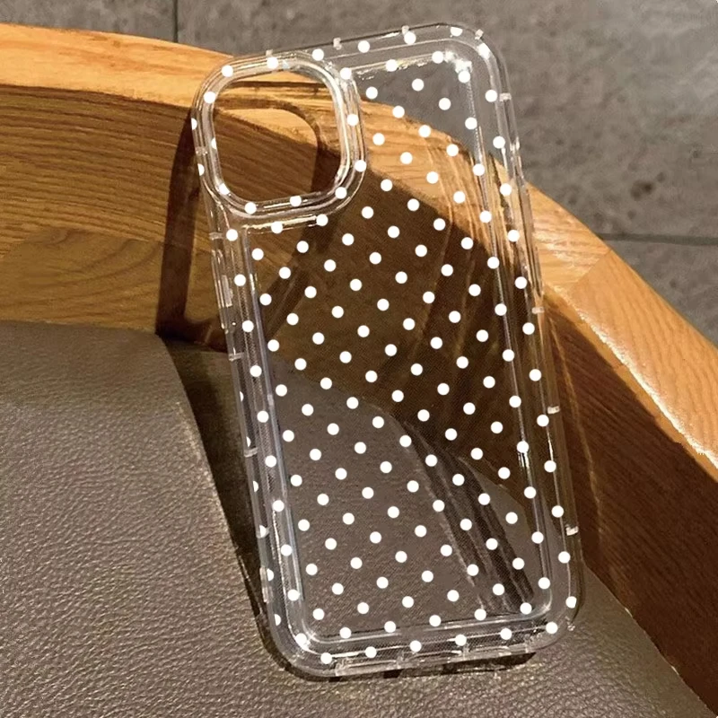 Funda Transparente con Diseño de Puntos para iPhone 17 Pro Max, 16, 15 Pro, 14, 13, 12, 11, XR, XS, 17 Air, 16 Plus, 16E