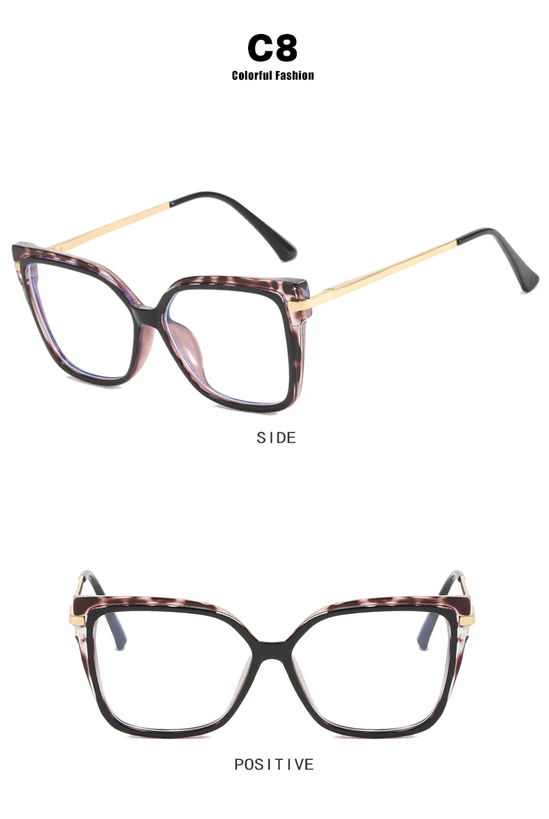 Modische Quadratische Cat-Eye-Brillenfassung aus TR90, 2025 Neue Mehrfarbige Option, Flachspiegel, Damen-Trendmodell, Einfache Blumenbrille – Detail 13