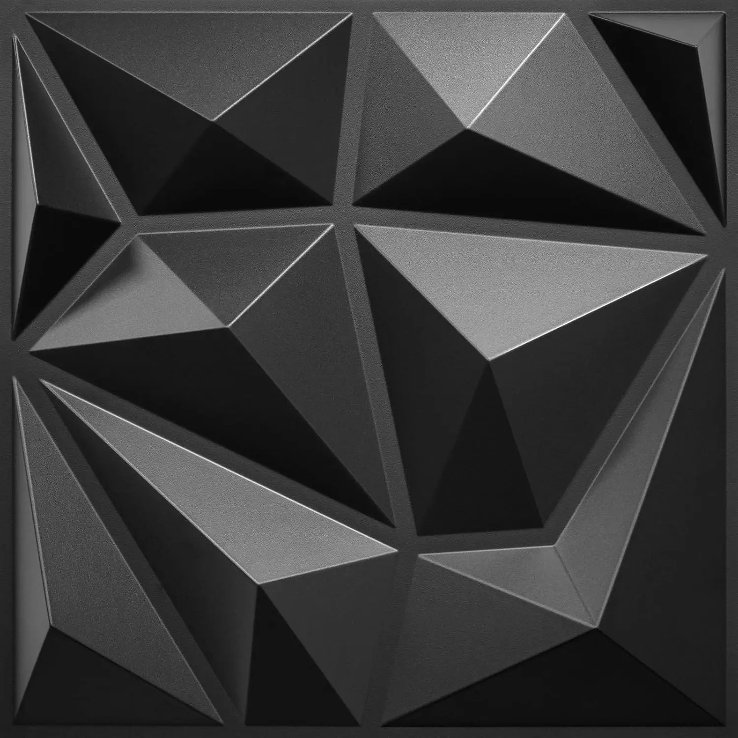33 Pack 3D Wall Panels, Black Diamond Design for Living Room, Bedroom Decor, 12x12 Inches