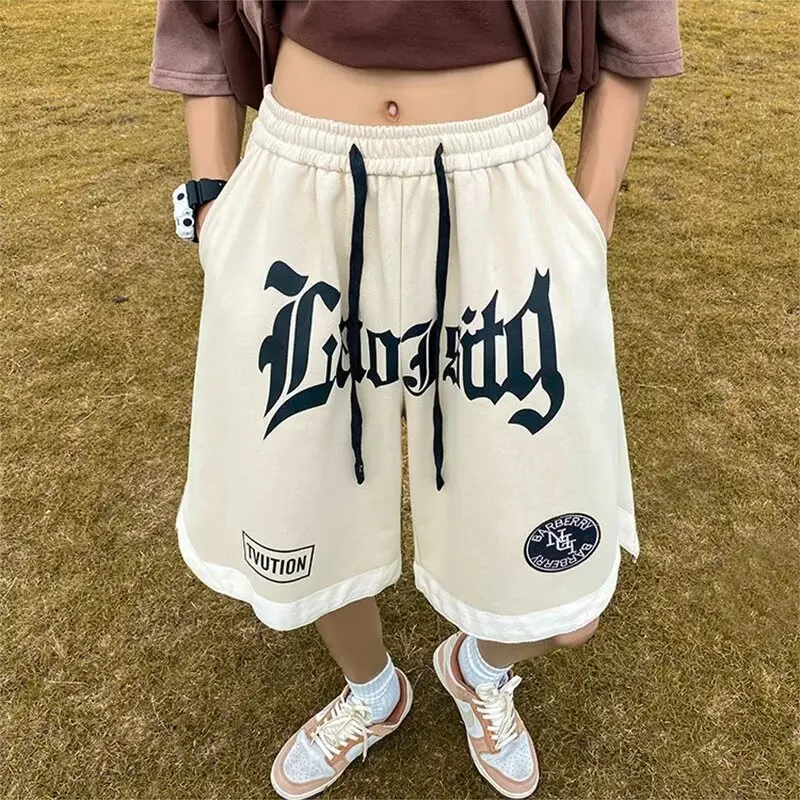 

Мужские летние шорты в американском стиле хип-хоп с принтом, свободного кроя, повседневные, модные, спортивные, для баскетбола, пятиминутные шорты