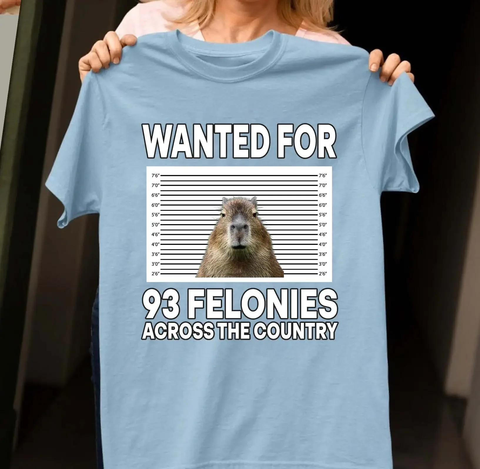 Capybara Mugshot Wanted Poster Meme T Shirt Committing Crimes Lover Funny