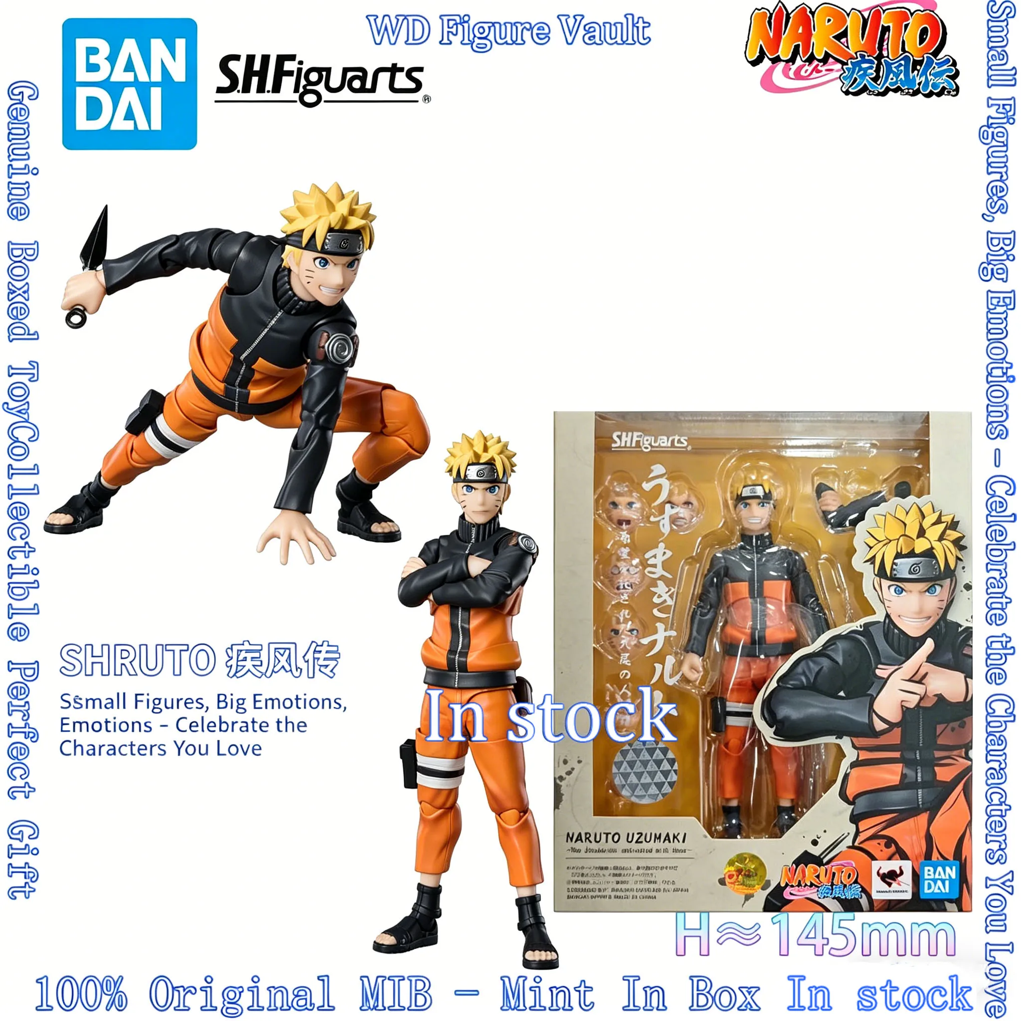 

In stock Bandai SHFiguarts Uzumaki Naruto Naruto Shippuden Figure Nine-Tails Jinchuriki Collectible Model Toy Gift For Anime