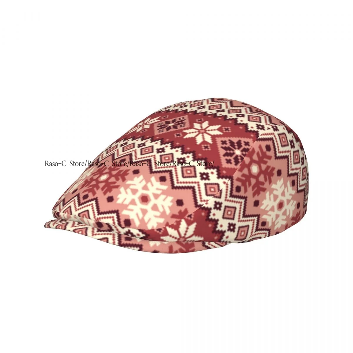 Unisex Adult Forward Peaked Cap Classic Scandinavian Geometric Snowflakes Newsboy Flat Cap Casual Streetwear Ivy Driving Hat