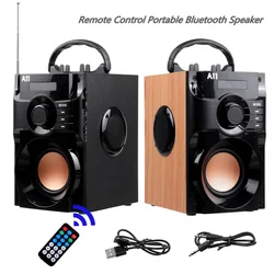 Wireless Bluetooth Speaker Subwoofer with Mic Portable Stereo Bass Music Speakers Support FM Radio TF AUX USB Remote Control