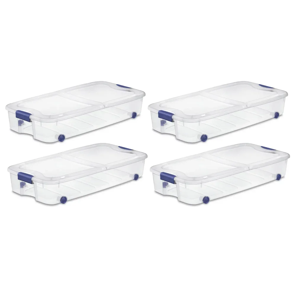 

Sterilite 66 Qt. Ultra™ Storage Box Plastic, Stadium Blue, Set of 4 Storage 39.50 X 20.25 X 7.00 Inches