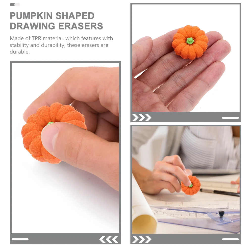 20 Pcs Halloween Simulated Food Pumpkin Eraser Mini Erasers Cartoon Shaped Drawing Pencil For Cute Award