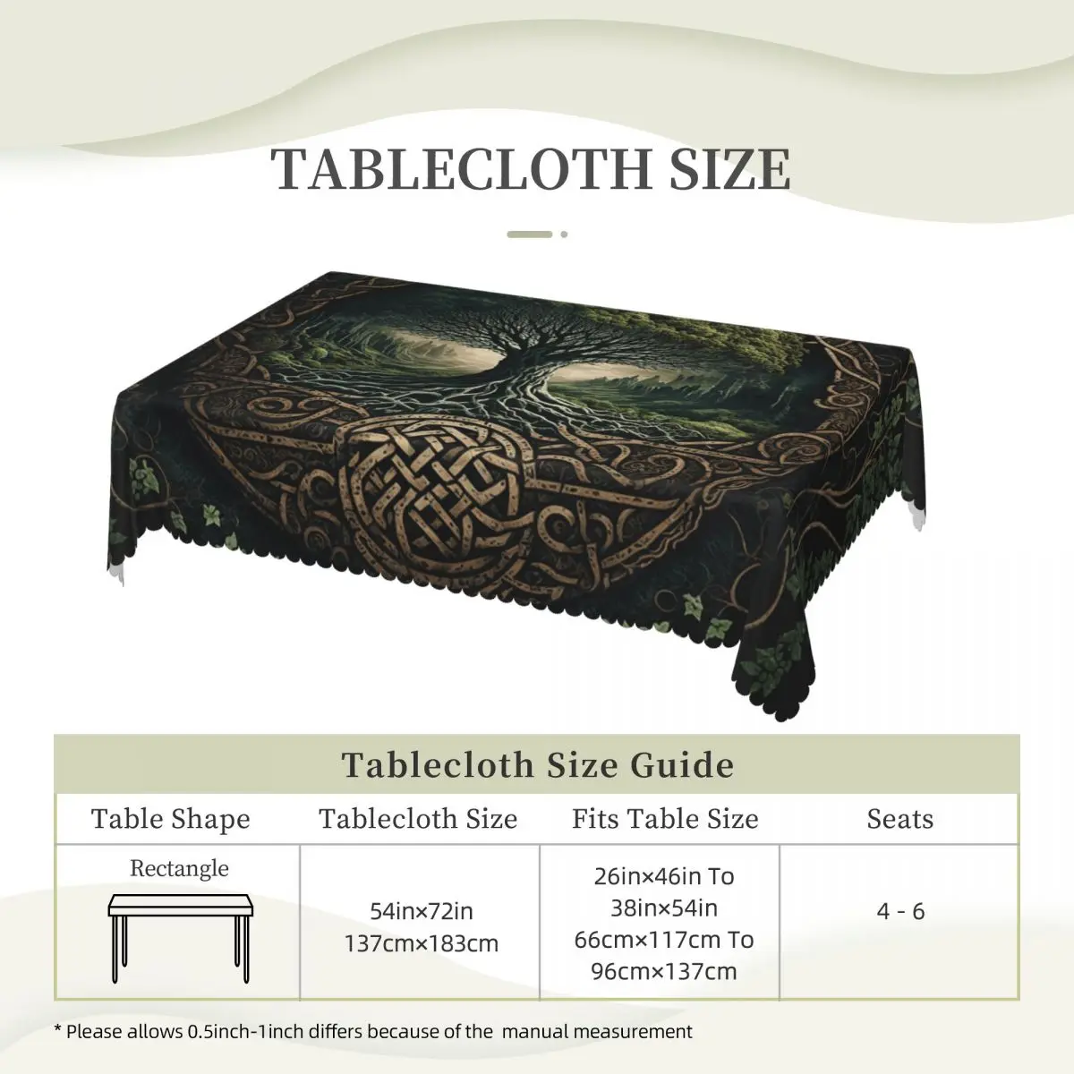 Yggdrasil Tree Of Life Celtic Tablecloth Restaurant Kitchen Rectangular Tablecloth Party Tablecloth Outdoor Dining Table Cover