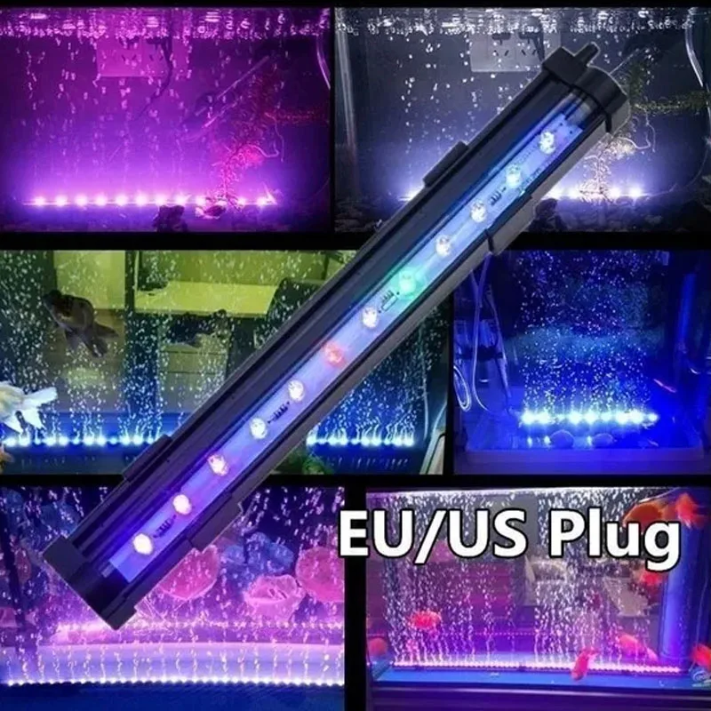 Aquarium LED Bubble Light Colorful Light Fish Tank Submersible Light Lamp Waterproof Underwater LED Lights Submersible Light