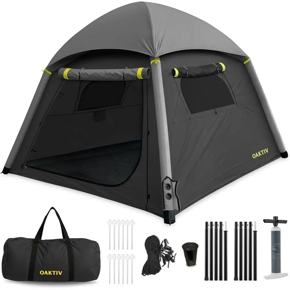 

4-Season Waterproof Air Tent for 6, Easy Setup with Manual & Battery Pump, UV Protection, 210D Fabric