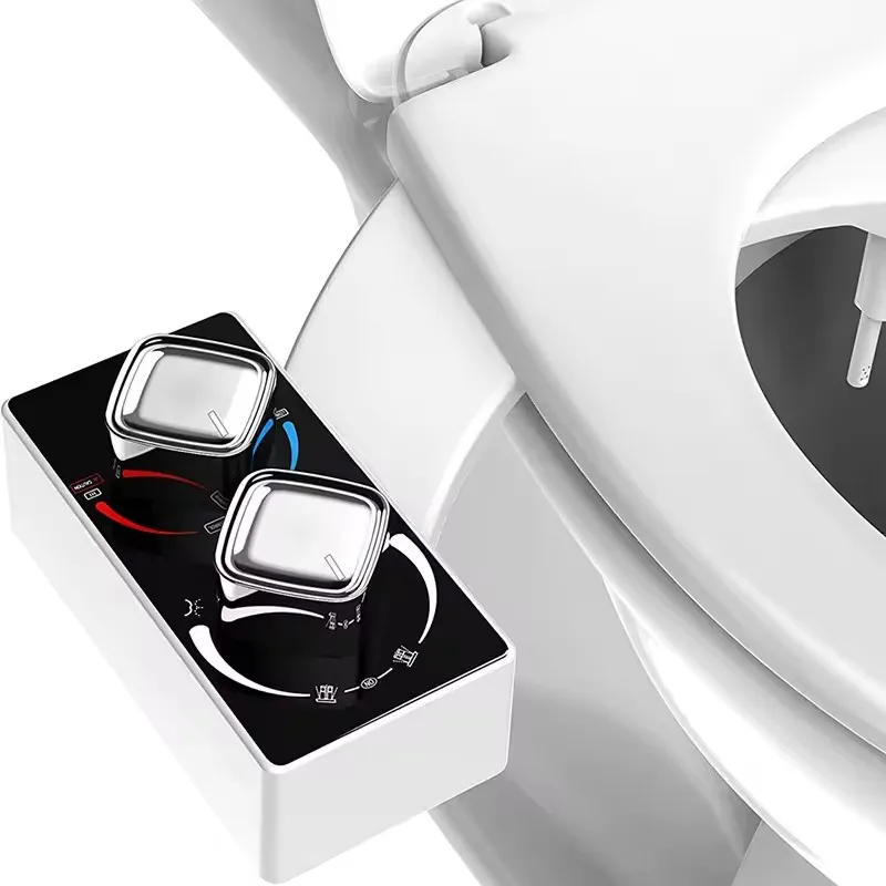 

Насадка для сиденья унитаза для биде, неэлектрическая самоочищающаяся двойная насадка для мытья горячей и холодной воды, аксессуары для ванной комнаты, распылитель