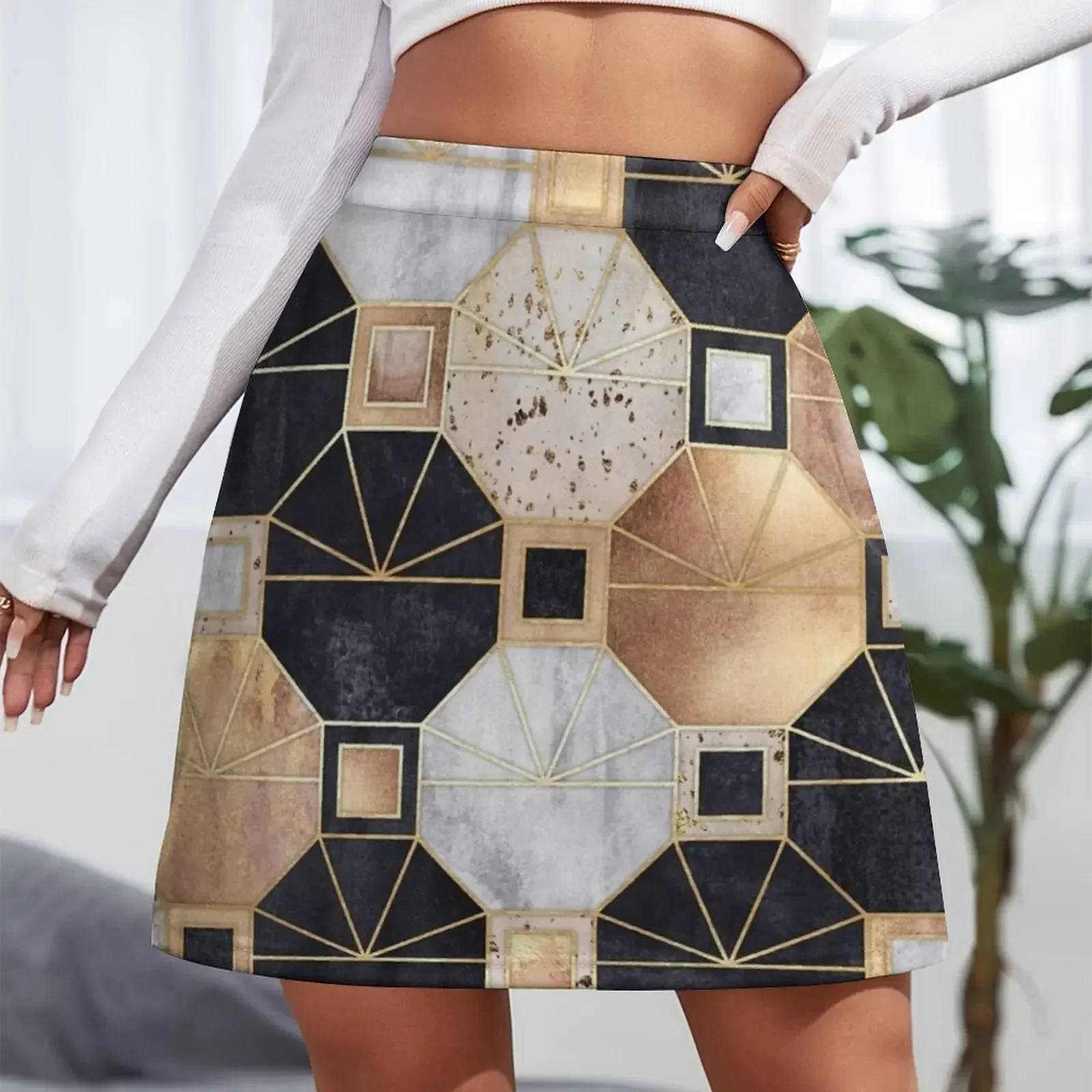 Art Deco Octagons Mini Skirt skirt skirt Women