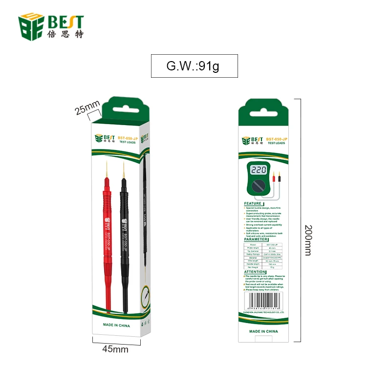 BST-050-JP CAT III 2000V 20A Thin Superconducting Probe Multimeter Test Leads For High Precision Components Testing