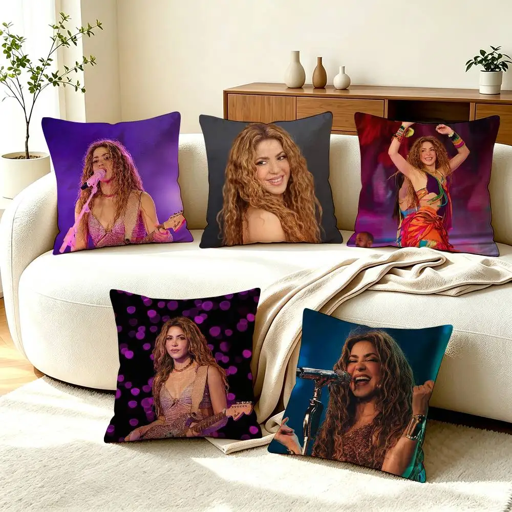S-Shakira Pop Singer  Pillow Case Square Double-Sided Sofa Cushion Cover Bedroom Bedside Pillow