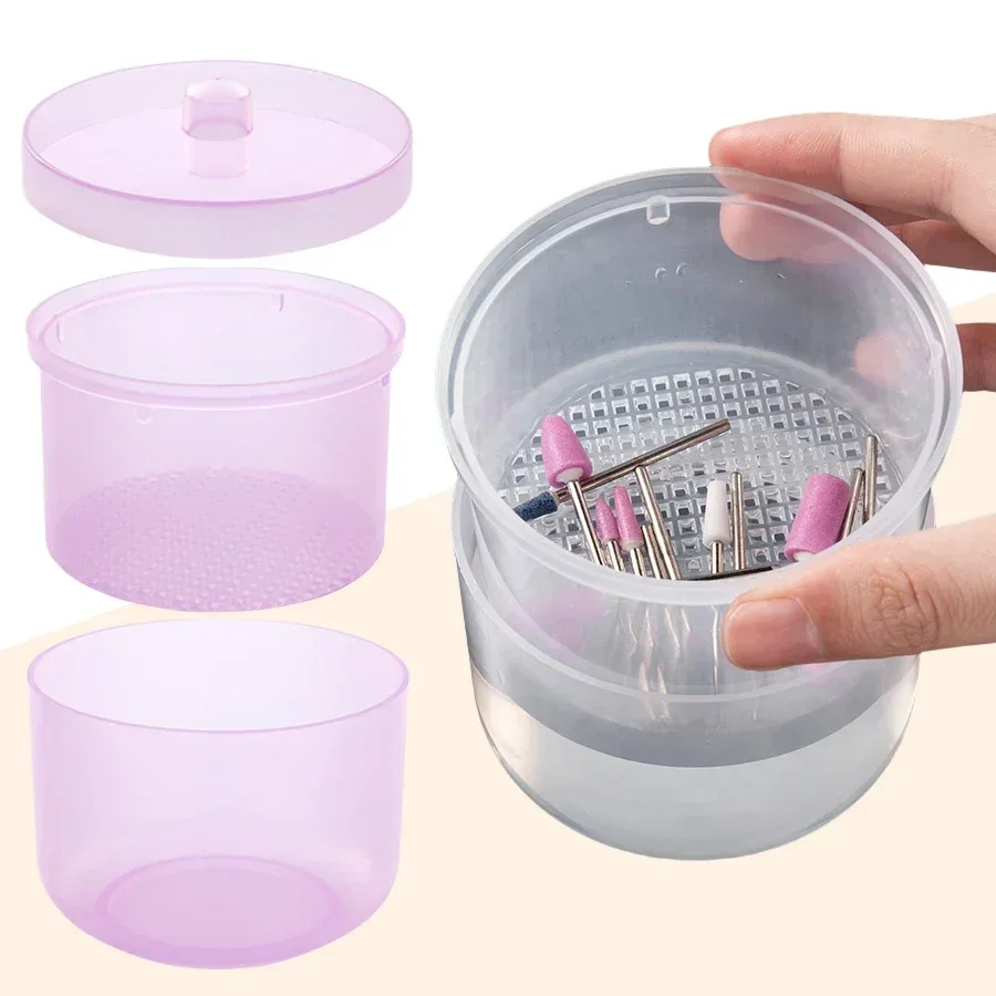 

Professional Nail Drill Bits Soaking Container with Filter Sterilization Cup Nail Grinding Head Cleaner Box for Salon Use