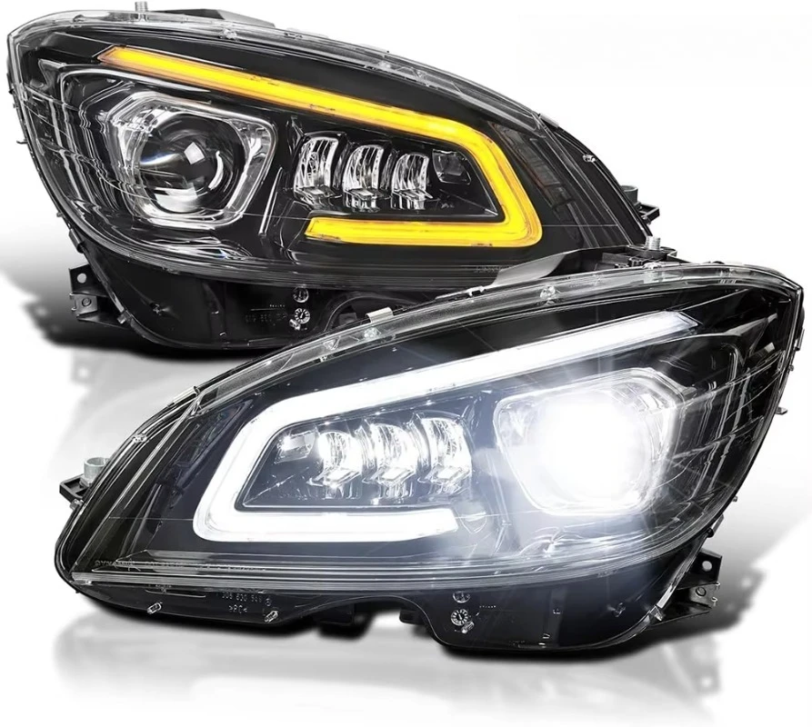 07-10  W204 Car LED Headlight Projector Lens, Front Daytime Running Light, Fits C300 C-Class C200 with Dynamic Turning