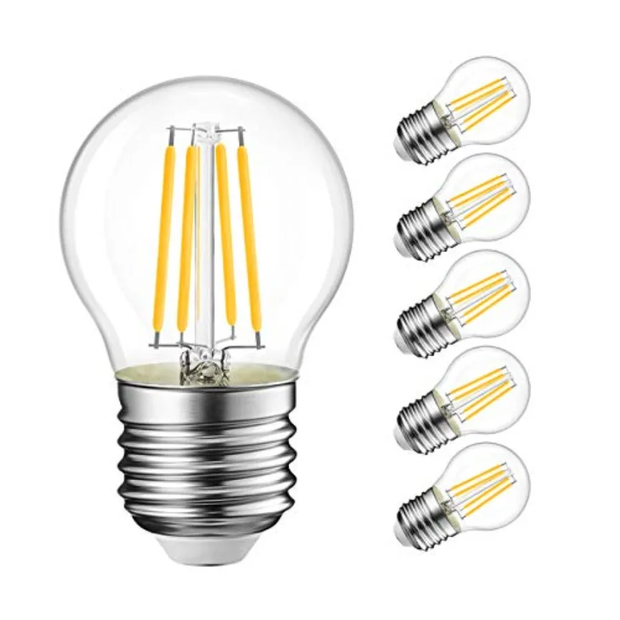 

G14 LED Filament Globe Bulb 5.5W 60W Equivalent,Dimmable 2700K Warm White E26 Screw Base, Decorative Edison Light Bulb, UL-List
