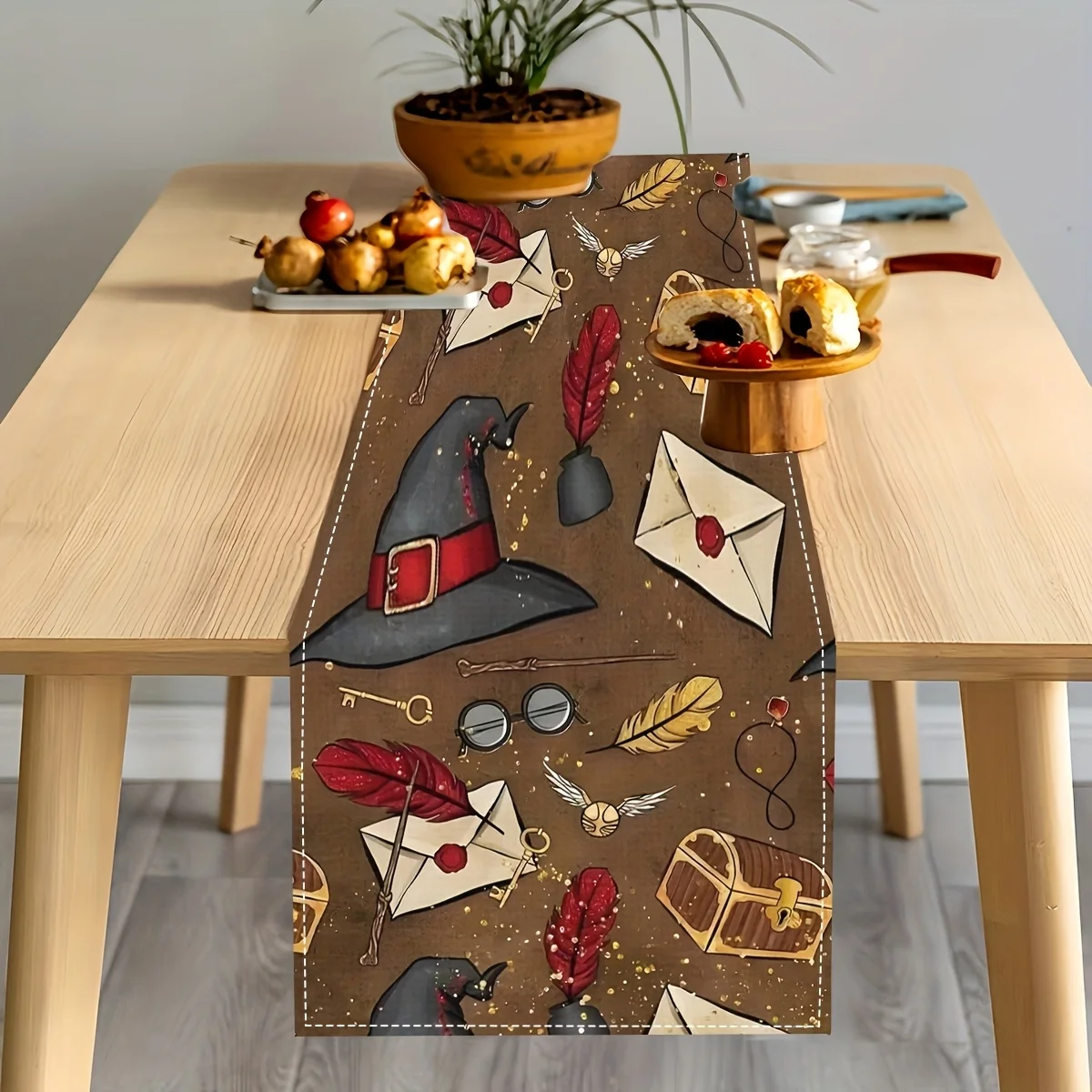 Vintage-Hexen- und Zauberer-Halloween-Tischläufer – einzigartige 1-teilige Gothic-Party-Dekoration, perfekt für gruselige Feiern