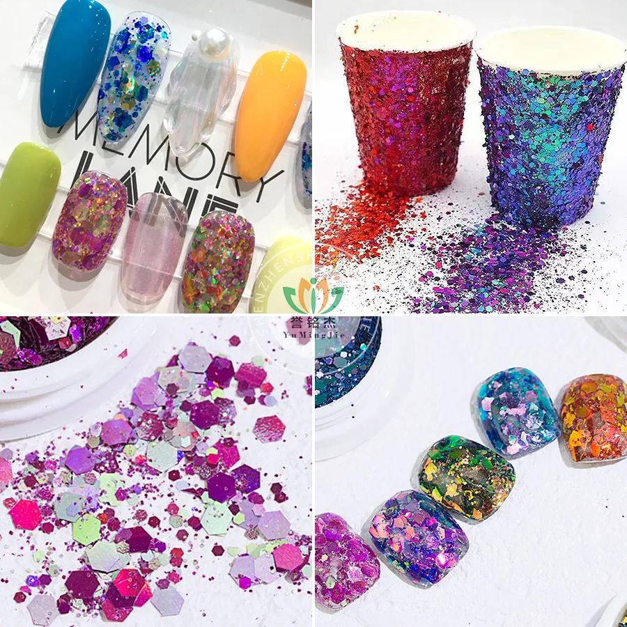 5g Sparkly Chameleon Nail Powders Flakes Magic Mirror Aurora Thick Nail Sequins Pigment Eye shadow Colorshift Mermaid Nail Chrom