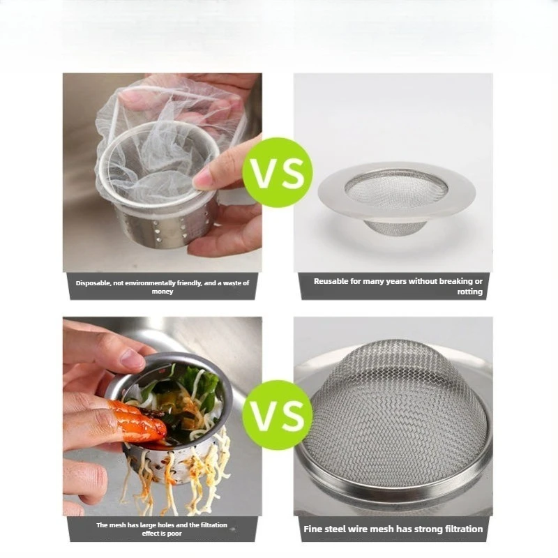 مصفاة من الفولاذ المقاوم للصدأ مضادة للانسداد - فلتر نفايات الطعام لحوض المطبخ وحوض غسيل الخضروات #2