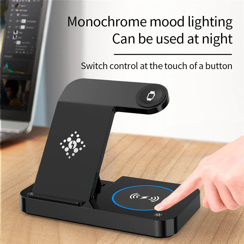4 in 1 Wireless Charger Stand Pad For iPhone 14 13 X Samsung Apple Watch  Airpods iWatch Foldable  Fast Charging Dock Station