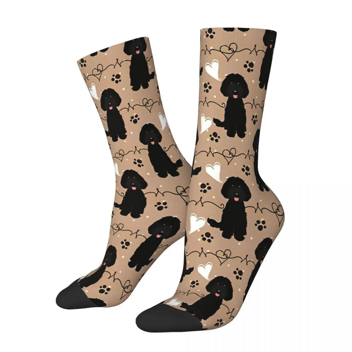 Winter Warm Cool Unisex Love Black Labradoodle Socks Cute Funny Pet Animal Non-slip Crew Socks