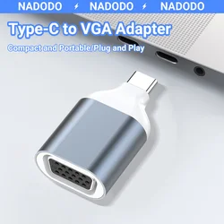 Type C to VGA Converter USB C Male to VGA Female Adapter 1080P@60Hz Thunderbolt 3/4 for Macbook Pro iPhone 15 Pro Max iPad Pro