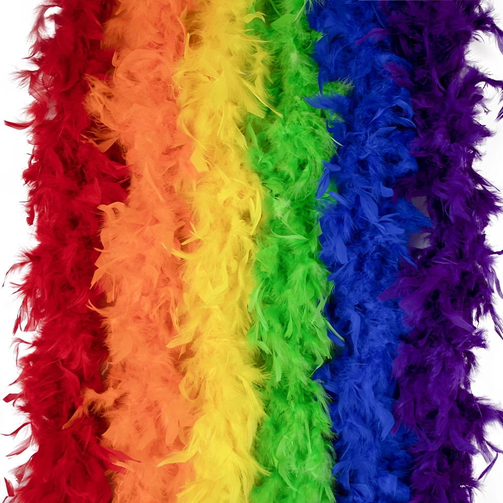 Boa de plumas de pavo blancas y esponjosas 40G 60G 90G 2M, bufanda chandelle para disfraz de carnaval, accesorios para fiestas