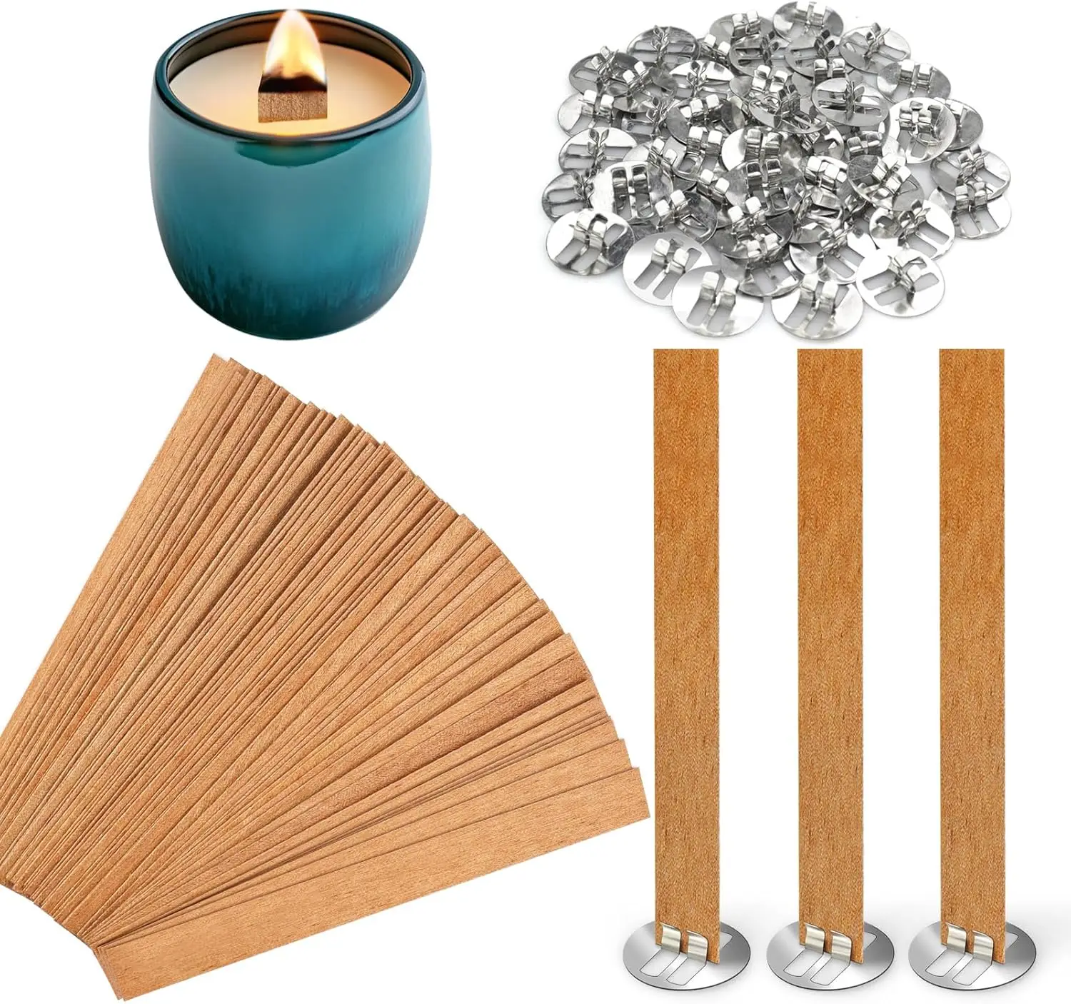 Holzdochte für Kerzen, 40 Stück Holzdochte mit Ständer für die Kerzenherstellung (40er Set) Handgemachte Kerzenherstellung