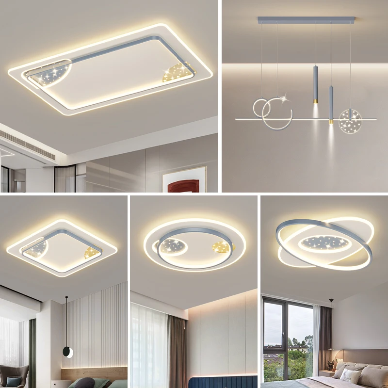 Modern Led Ceiling Lights For Living Room Bedroom Dining Hall Round/Square/Rectangle Chandelier Ceiling Lamp with remote control