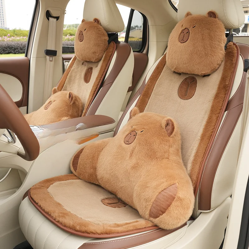 Plush car headrest lumbar support can love Kapibara general car headrest neck pillow cartoon car throw pillow