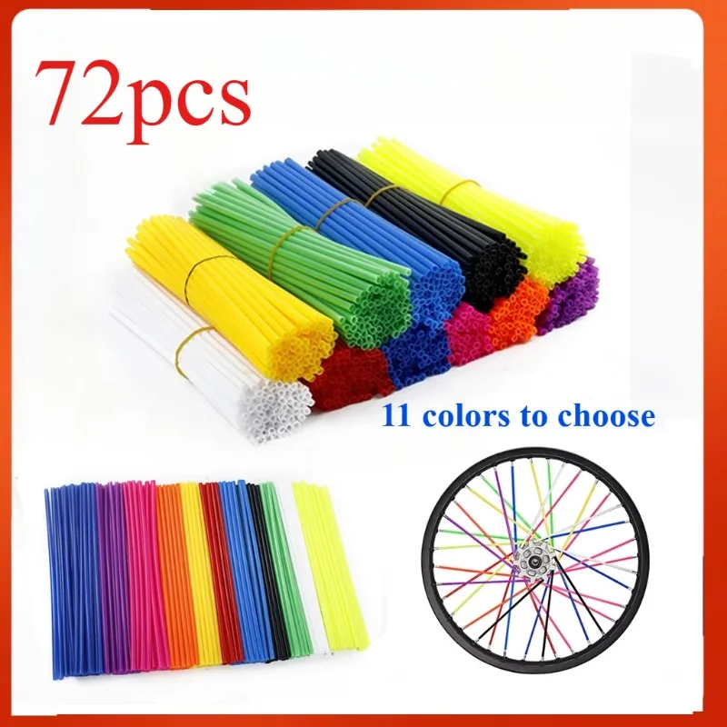 72PCS 24cm Universal Dirt Bike Spoke Covers Motorcycle Wheel Rim Spoke Wrap Kit Skins Protector Cover for Motocross Bicycle Bike