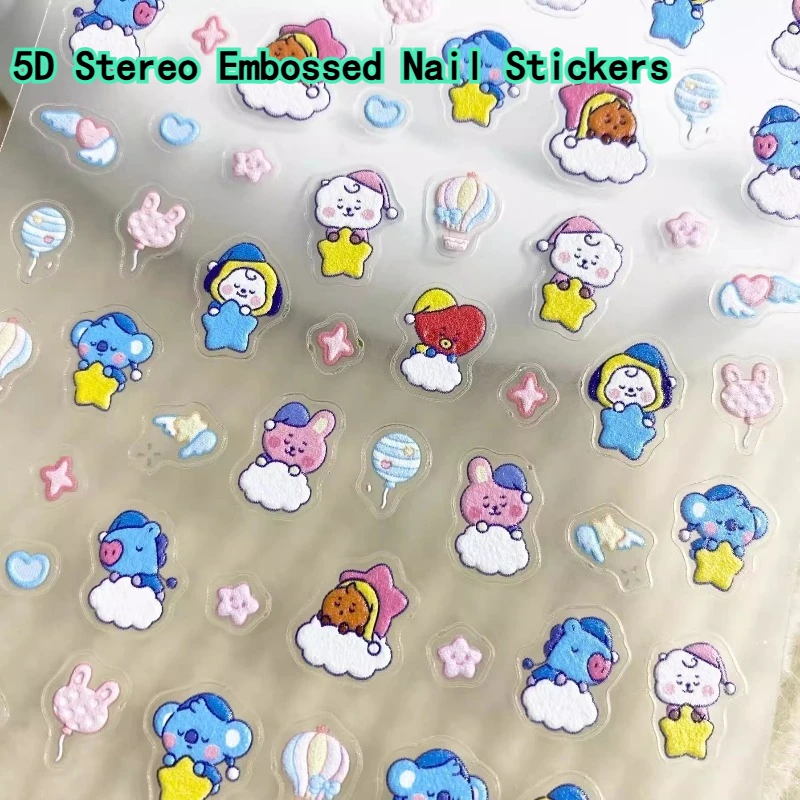 2PCS BT21 5D Embossed Cartoon Stickers for Nail Art Decoration  DIY Phone Case CCD Camera view 3