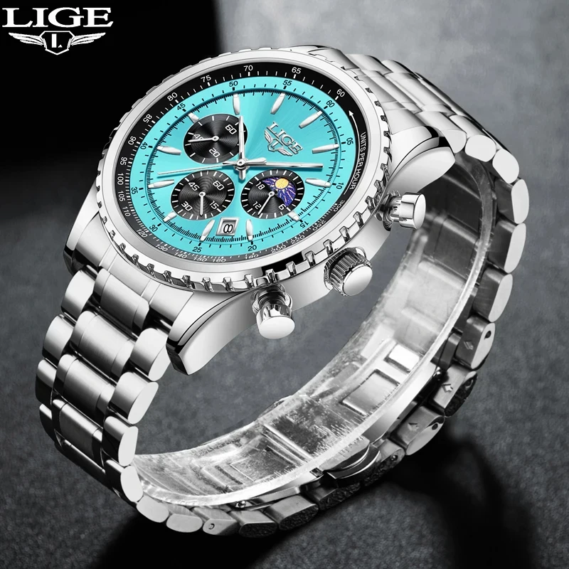 LIGE Top Brand Luxury 2024 New Men Watch Quartz Man Watches Waterproof Luminous Watch for Men Date Chronograph Sport Wristwatch