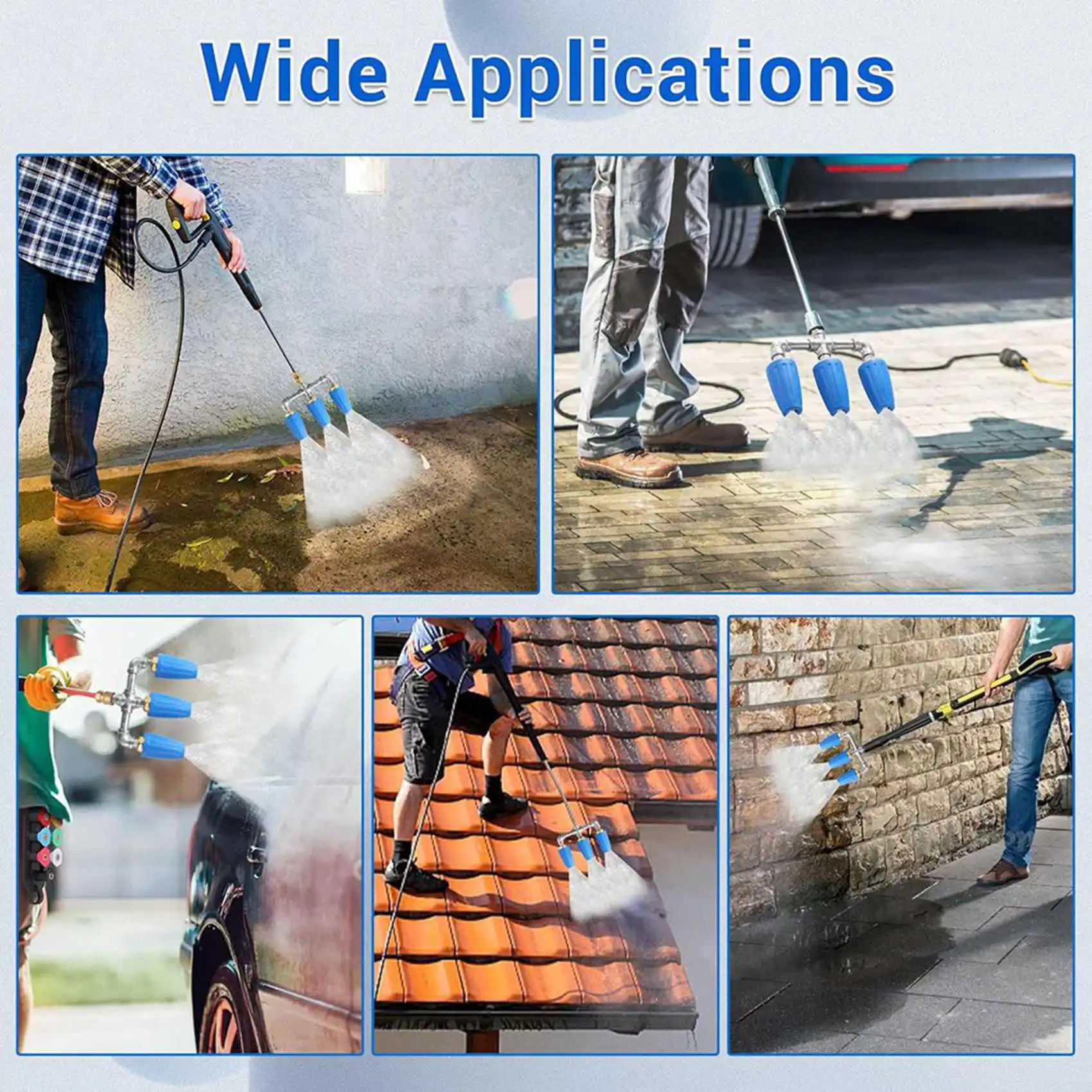 AB42-2X Triple Turbo Nozzle Pressure Washer, 360° Rotating Turbo Nozzle With 1/4Inch Quick Connector, 2.0 Orifice, 4000 PSI