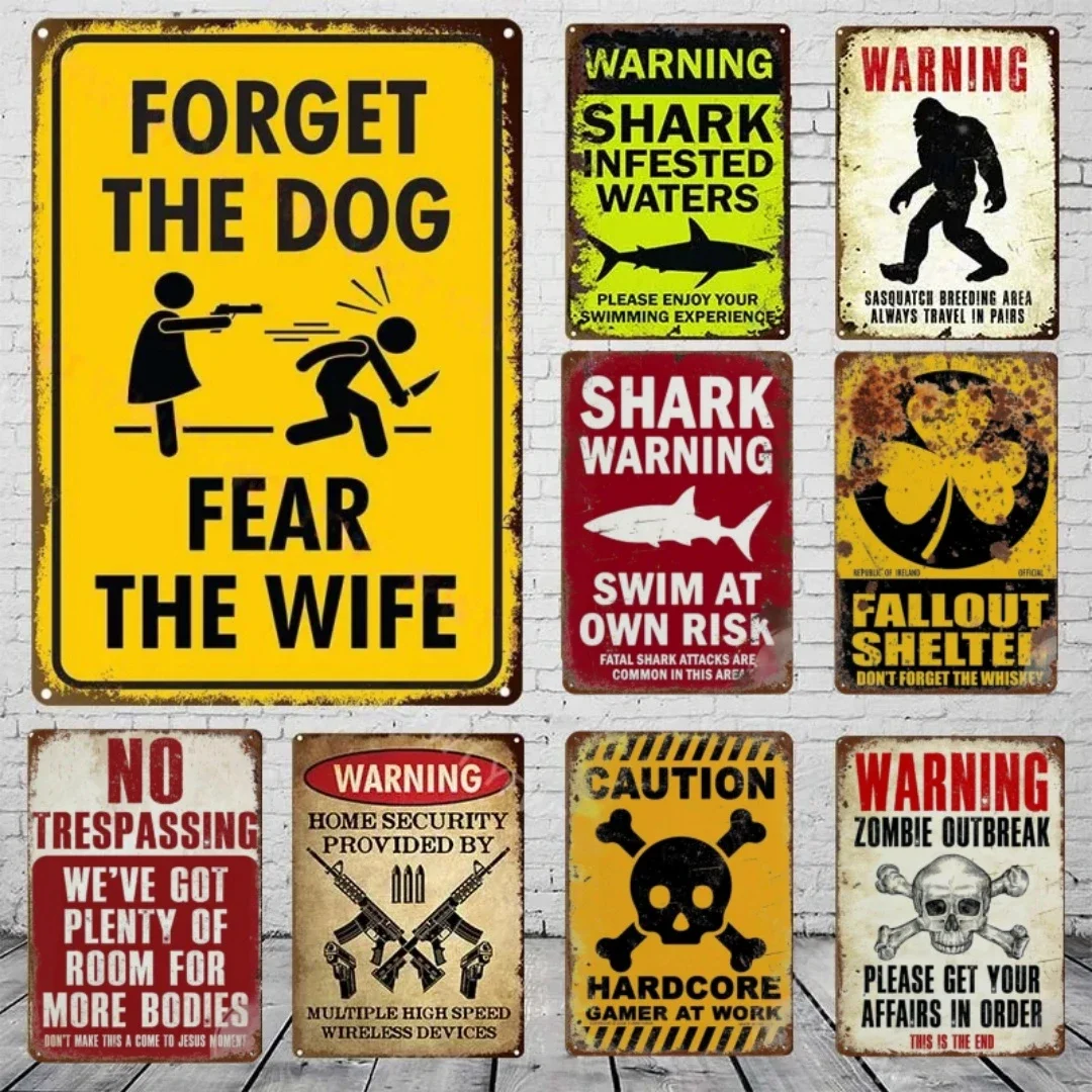 Señales de zombi de advertencia de peligro oscuro, cartel de estaño de Metal personalizado, decoración artística de pared para zona de peligro, Bar, Pub, Club, marca de hierro