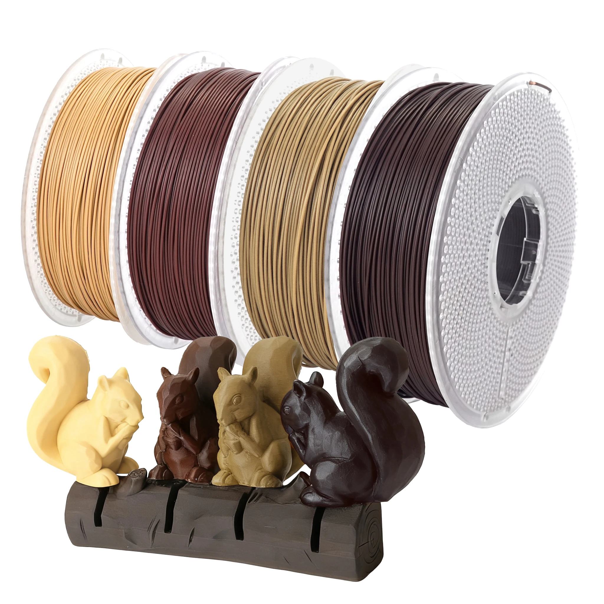 

PLA Filament Bundle 3D Printer Filament Wood Sets,Walnut,Cherry,Bamboo,Ebony,3D Printing Filament,PLA Filament 1.75mm,1000g*4