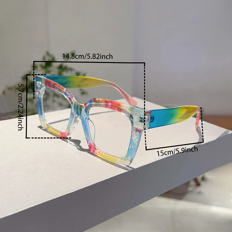 KAMMPT Fashion Colorful Stripe Oversize Glasses Stylish Brand Design Eyewear Personalized Square Decor Chic Frame for Women\'s