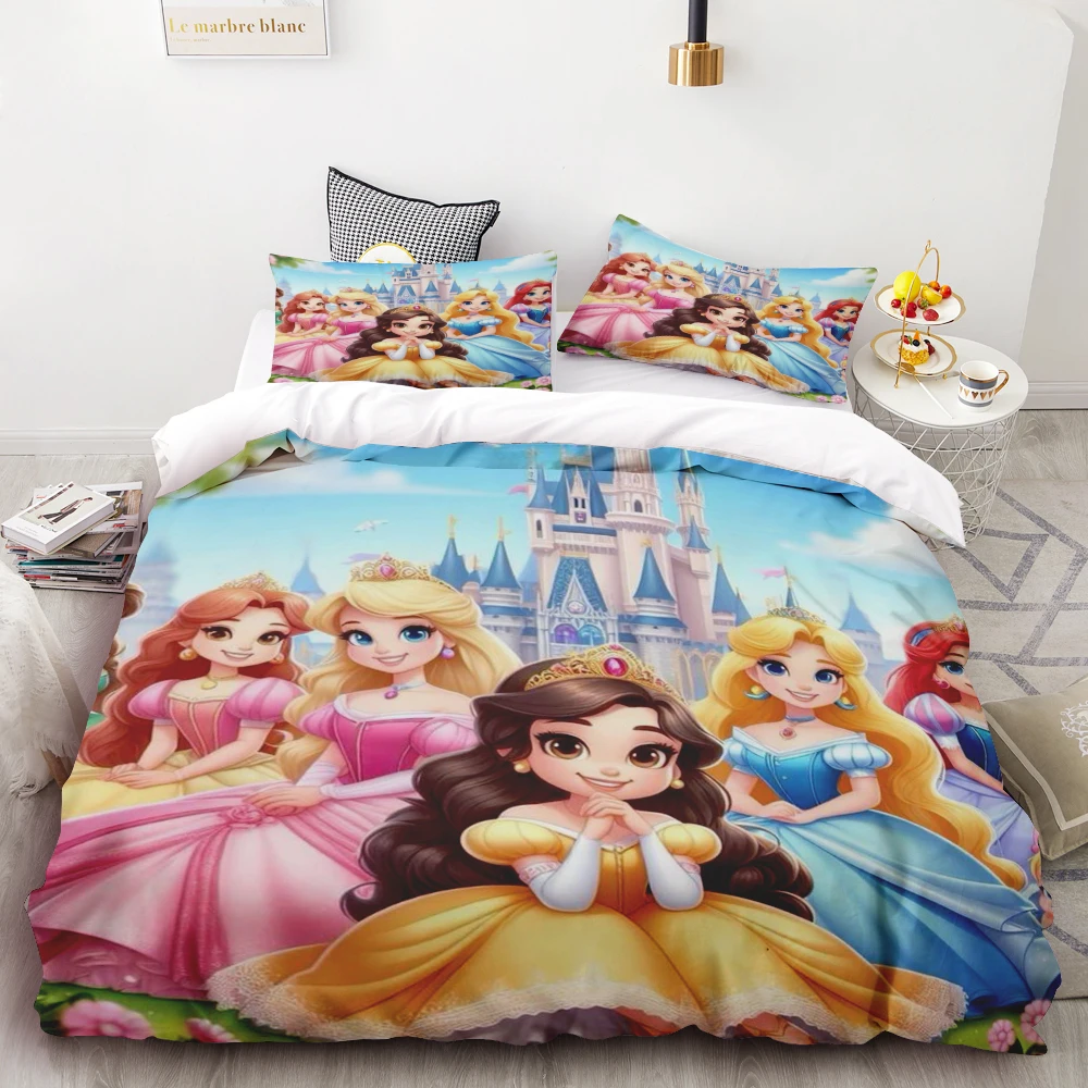 

Disney Snow Princess Series Printed Bedroom Bedding Set Duvet Cover Comforte Cartoon With Pillowcase King Queen Size best gifts