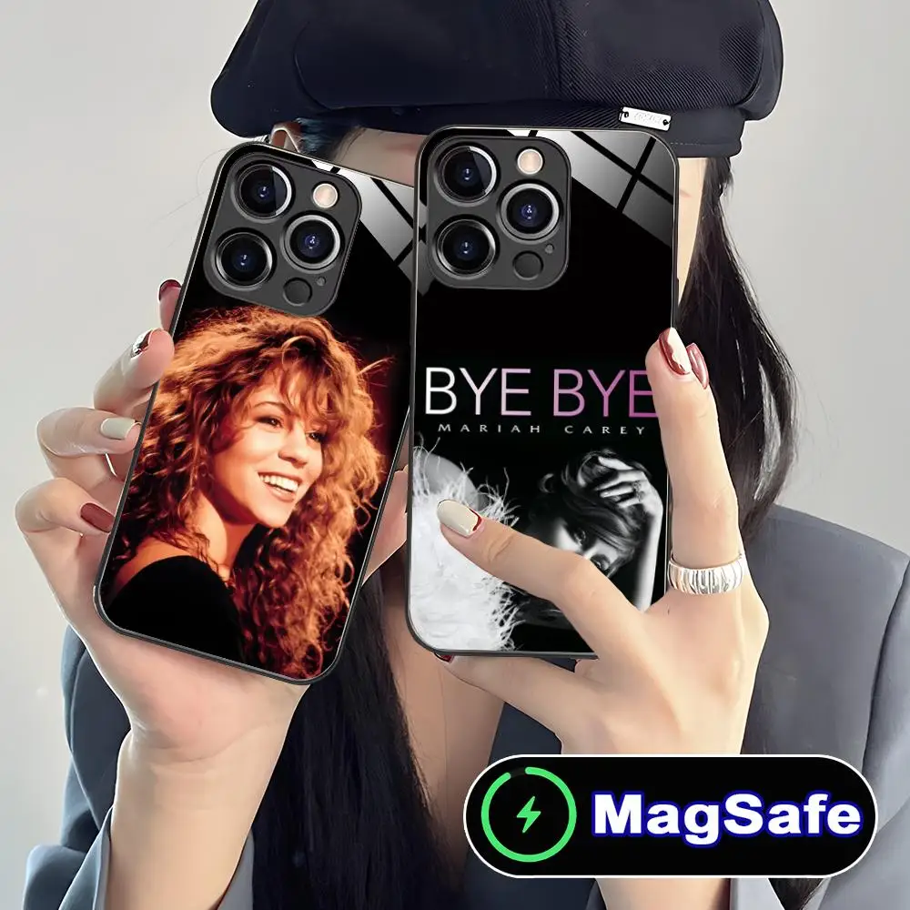 

Mariah Carey Mobile Cell Phone Case for iPhone 16 15 14 13 12 11 Pro Max Plus Mini MagSafe Glass Colour Protective Luxury Pretty