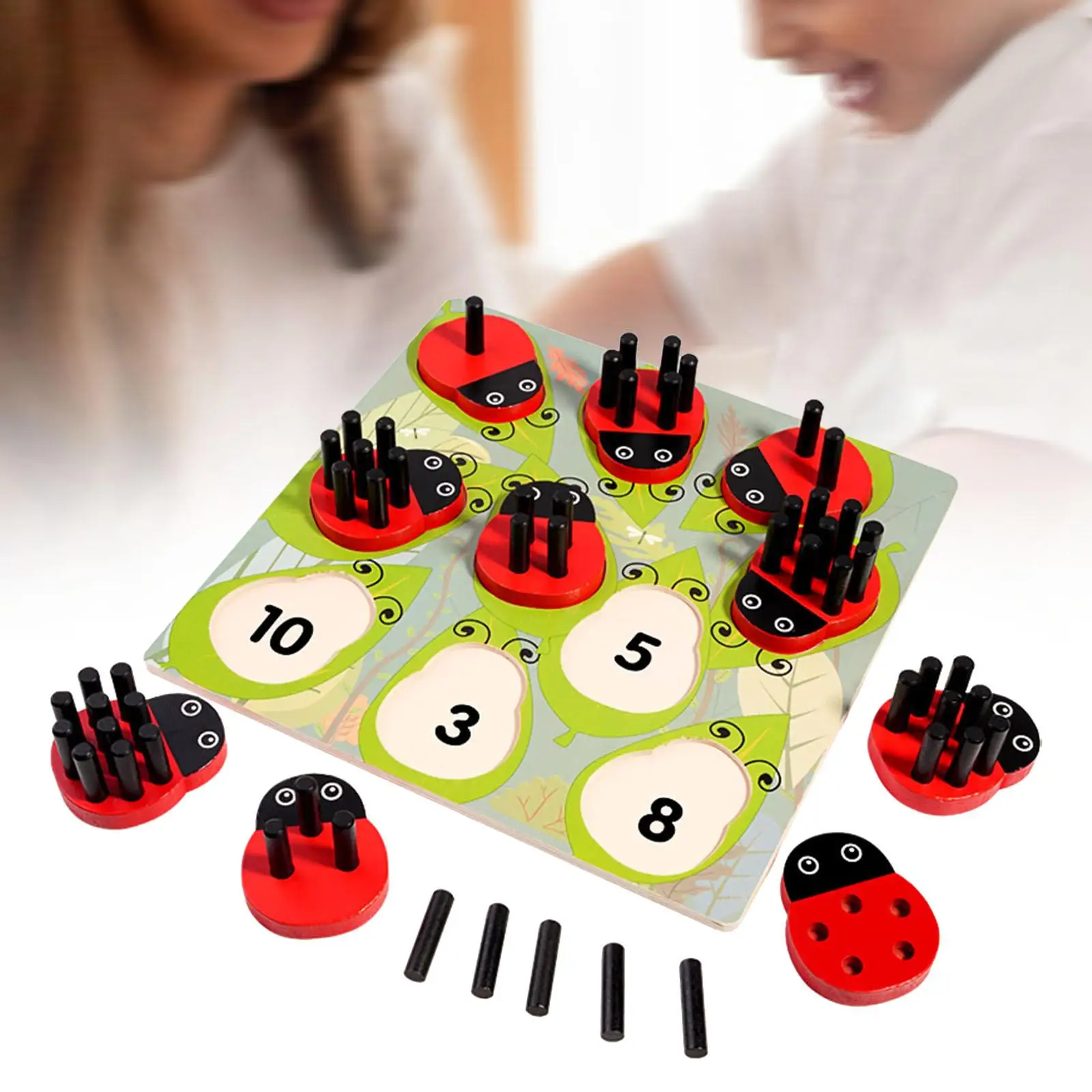 Hölzernes Marienkäfer-Zählspielzeug, Lernspielzeug, Zahlenzählspiel, Geschenke, Montessori-Spielzeug, Vorschul-Lernspielzeug für Kleinkinder