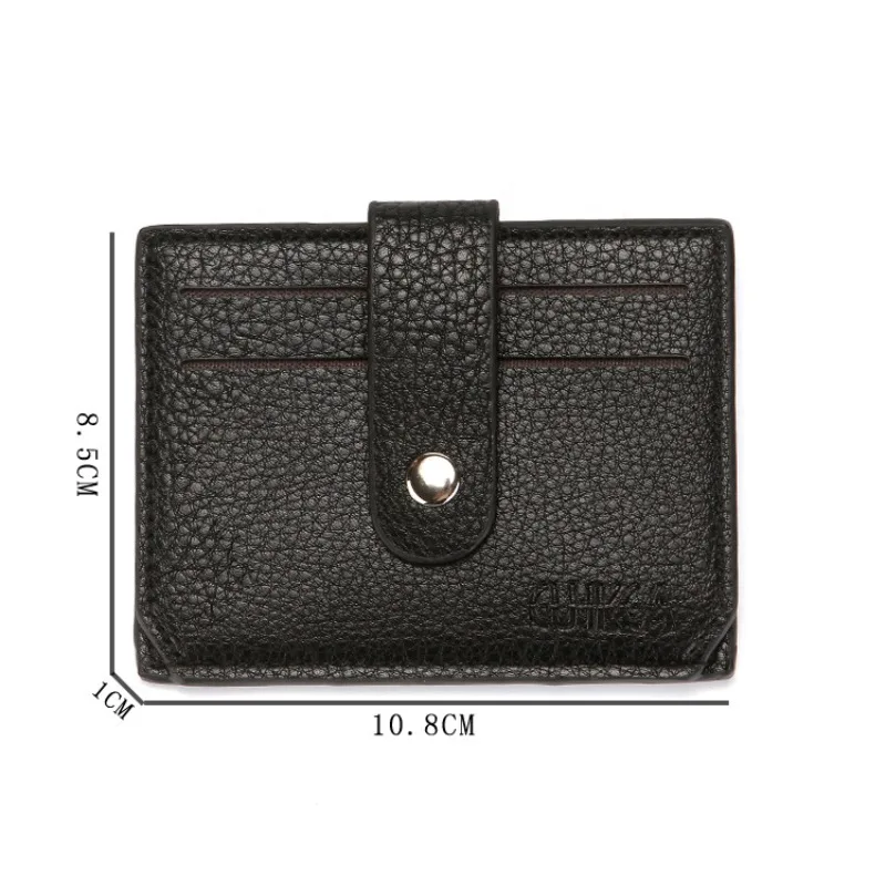 المحمولة سوبر سليم لينة المحفظة بو الجلود البسيطة بطاقة الائتمان المحفظة محفظة حاملي بطاقات الرجال النساء أسود رقيقة محفظة صغيرة قصيرة #5