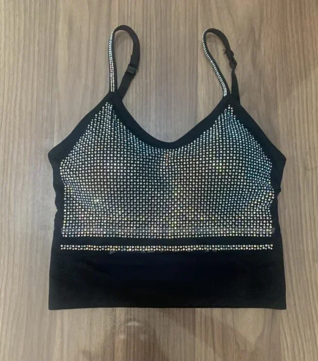 Bling Bling Rhinestones Crop Tops Sexy Women Rhinestones Camis Women Sexy Sport Tanks Tops