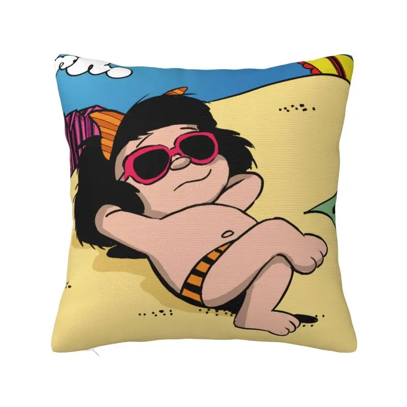 Luxury Funny Mafalda Summer Time Cushion Cover for Sofa Soft Cartoon Manga Quino Comic Pillow Case