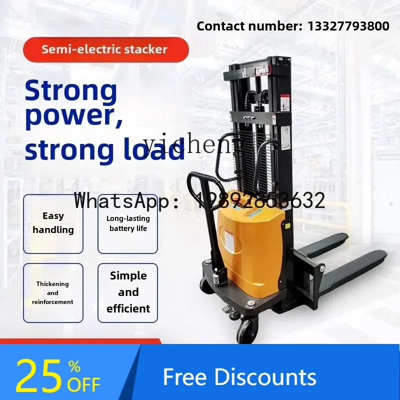 

semi-electric forklift electric stacking small hydraulic lift stacking lift loading and unloading truck