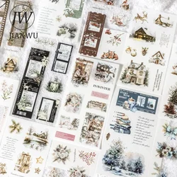 JIANWU Winter Snow Collection Series Vintage Plant Flower Landscaping Material Collage Sticker Book Creative Journal Stationery