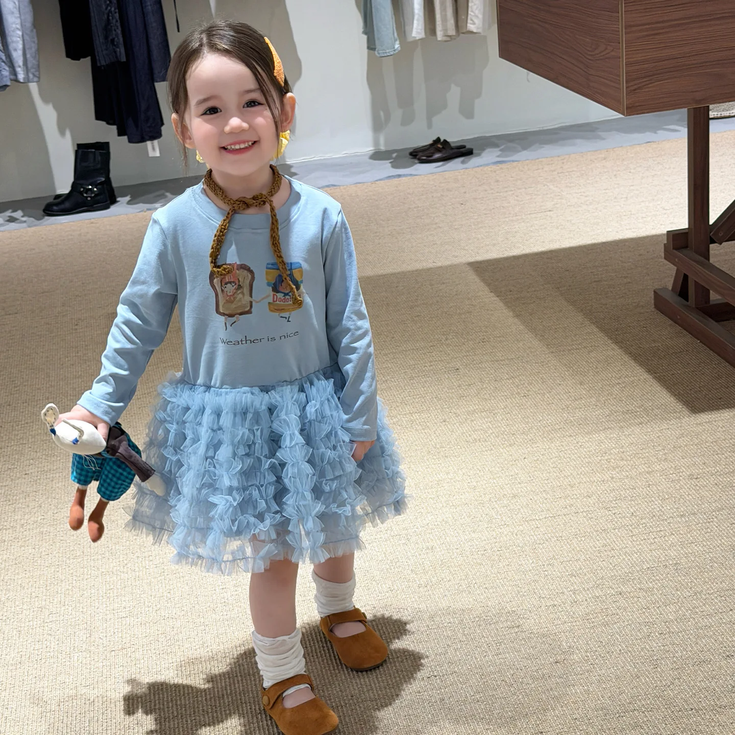 Girls' Dress Spring and Autumn Winter 2026 New Style Children's Korean Skirt, Baby Girl Mesh Knitted Princess Skirt